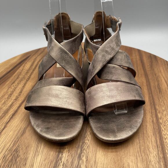 Paul Green Sandals Womens Size 7 Criss Cross Leather Heels Comfort Buckle - Picture 2 of 8